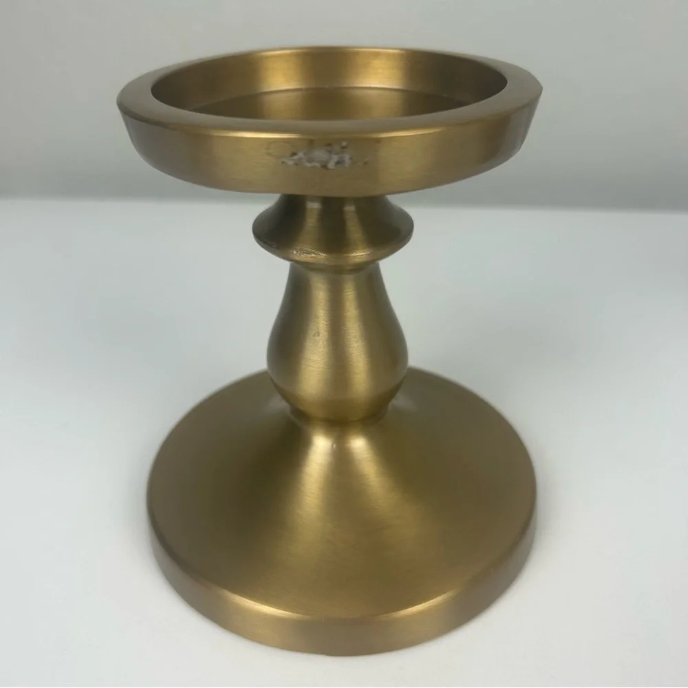 Ikea set of two gold pillar candle holders 5.5 inches